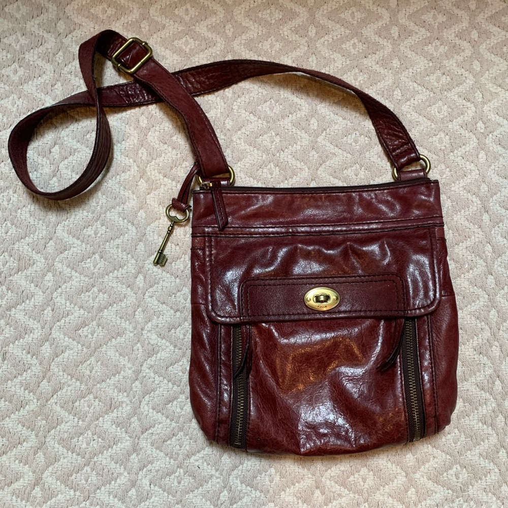 Fossil leather crossbody